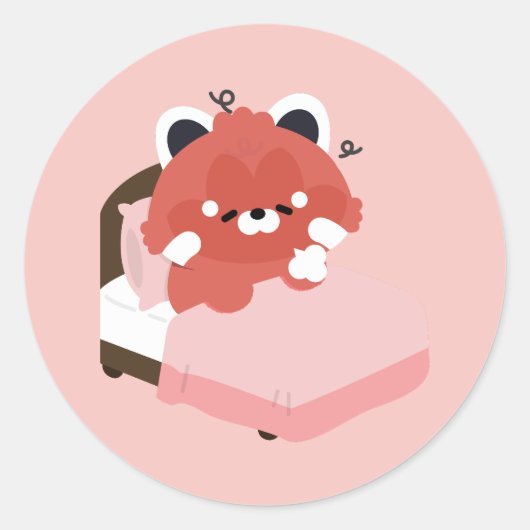 Sticker Rond Cute Tired Red Panda (Devant)