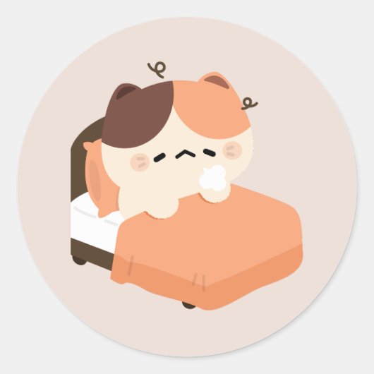 Sticker Rond Cute Tired Tortie Cat  (Devant)