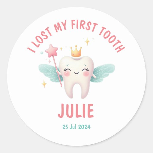 Sticker Rond Cute Tooth Fairy Personnalisable (Devant)