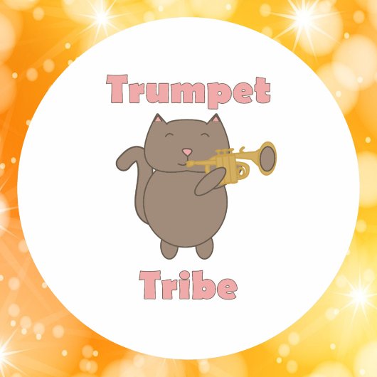 Sticker Rond Cute Trumpet Tribe Cat Illustration 