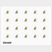 Sticker Rond Cute turtle drinking boba. Funny Boba Turtles Love (Feuille)