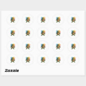 Sticker Rond Cute Turtle Wearing Sunglasses Paint Splash Sea An (Feuille)