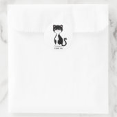 Sticker Rond Cute Tuxedo Chat Cartoon Merci (Sac)
