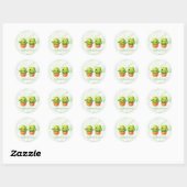 Sticker Rond Cute Twin Cactus Baby Shower (Feuille)