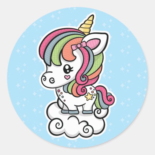 Sticker Rond Cute Unicorn (Devant)