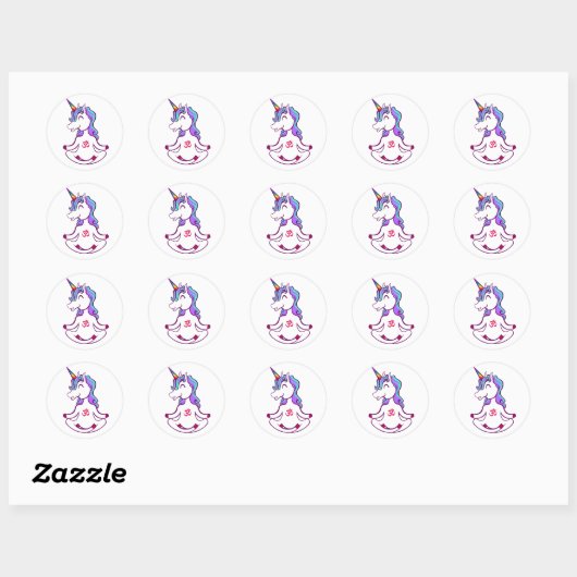 Sticker Rond Cute Unicorn (Feuille)