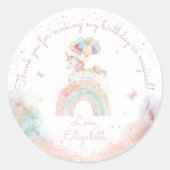 Sticker Rond Cute Unicorn Arc-en-ciel Anniversaire (Devant)