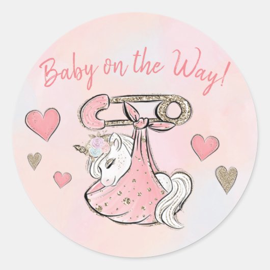 Sticker Rond Cute Unicorn Baby Girl (Devant)