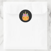 Sticker Rond Cute Unicorn Citrouille Halloween Thanksgiving (Sac)