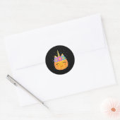 Sticker Rond Cute Unicorn Citrouille Halloween Thanksgiving (Enveloppe)