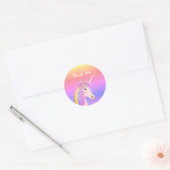 Sticker Rond Cute Unicorn Merci fête d'anniversaire (Enveloppe)