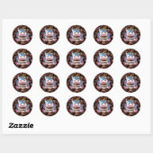 Sticker Rond Cute Unicorne avec café (Feuille)