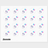 Sticker Rond Cute Unicorne Dabbing Avec Ballons (Feuille)