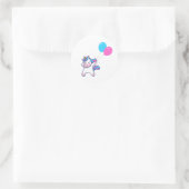 Sticker Rond Cute Unicorne Dabbing Avec Ballons (Sac)