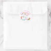 Sticker Rond Cute Unicorne Nom Premier anniversaire fête Blanc (Sac)