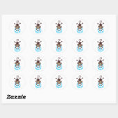 Sticker Rond Cute Upside Hanging Peace Monkey - rose ou bleu (Feuille)