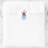 Sticker Rond Cute Upside Hanging Peace Monkey - rose ou bleu (Sac)