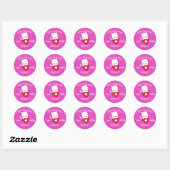 Sticker Rond Cute Valentine Kitty Chat rose (Feuille)