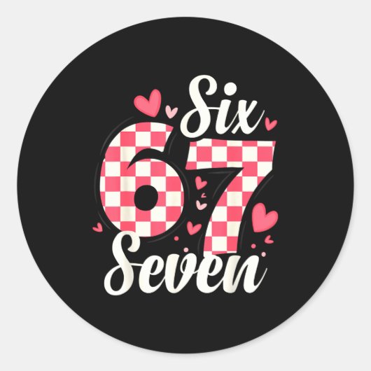 Sticker Rond Cute Valentine Six Seven Checkerboard Love Nk Hear (Devant)