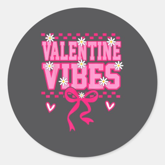 Sticker Rond Cute Valentine Vibes Smile Face Valentines Day Gir (Devant)