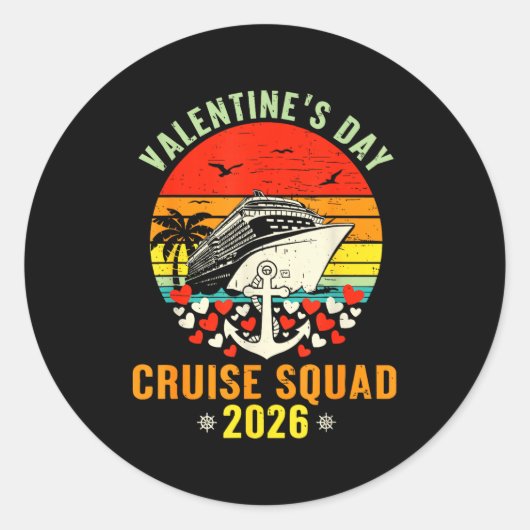Sticker Rond Cute Valentines Day Cruise 2026 Matching Cruise Fo (Devant)