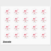 Sticker Rond Cute Valentine's Day Turtle and Hearts (Rouge rose (Feuille)