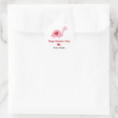 Sticker Rond Cute Valentine's Day Turtle and Hearts (Rouge rose (Sac)