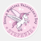 Sticker Rond Cute Valentines Magique Unicorne Nom (Devant)
