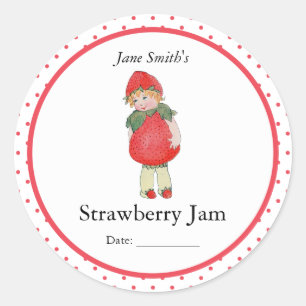 Sticker Rond Cute Vintage Fraise Girl