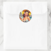 Sticker Rond Cute vintage San Franciso Pin-up (Sac)