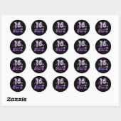 Sticker Rond Cute violet noir sucré 16 Style I 16e anniversaire (Feuille)