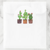 Sticker Rond Cute Watercolor Cactus (Sac)