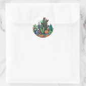 Sticker Rond Cute Watercolor Cactus Garden (Sac)