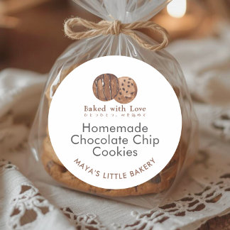 Sticker Rond Cute Watercolor Cookie Bakery Product Name