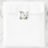 Sticker Rond Cute Westie Chien et Paw Art (Sac)
