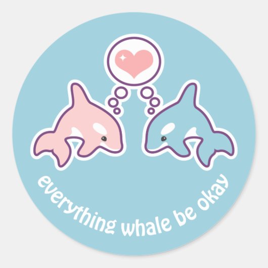 Sticker Rond Cute Whales (Devant)