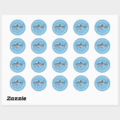 Sticker Rond Cute Whimsical Blue Ocean Sharks Adresse de retour (Feuille)