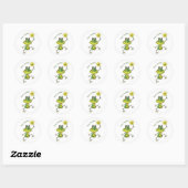 Sticker Rond Cute Whimsical Happy Frog (Feuille)