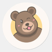 Sticker Rond  Cute Winking Cartoon Bear Avatar Vector Illustrat (Devant)