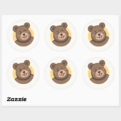 Sticker Rond  Cute Winking Cartoon Bear Avatar Vector Illustrat (Feuille)