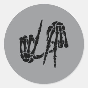Sticker Rond Cute Y Los Angeles Signe De La Main Squelette La C