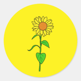 Sticker Rond Cute yellow sunflower for small business packing