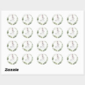 Sticker Rond Cute Zebra Green Foliage Baby shower de couronne (Feuille)