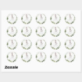 Sticker Rond Cute Zebra Green Foliage Wreath Chaque année Anniv (Feuille)