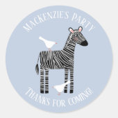 Sticker Rond Cute Zebra Safari Party Merci (Devant)