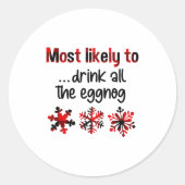 Sticker Rond Cutecomfy Most Likely To Drink All The Eggnog Chri (Devant)