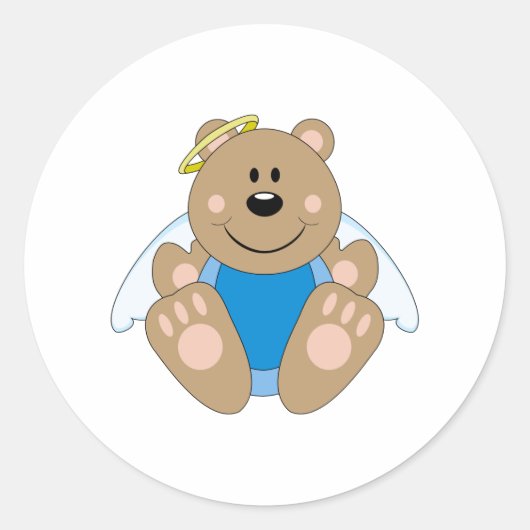 Sticker Rond Cutelyn Bébé Garçon Ours Ange (Devant)