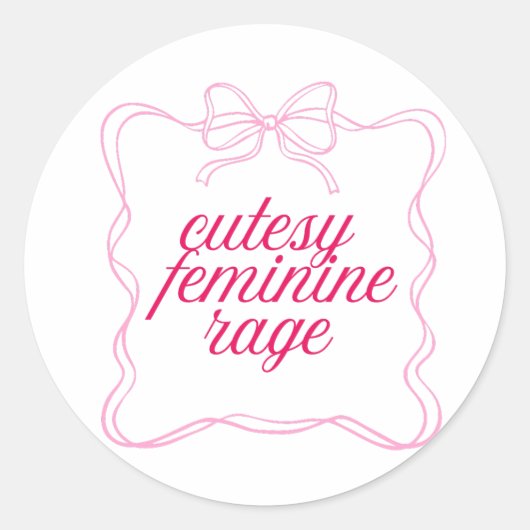 Sticker Rond Cutesy Feminine Rage Pink Aesthetic Design | Soft  (Devant)