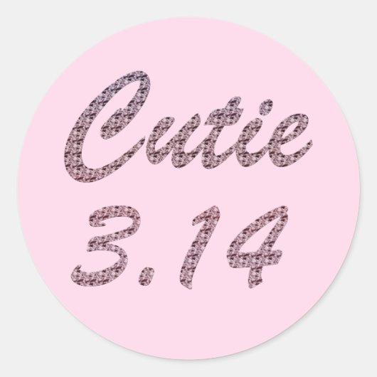 Sticker Rond Cutie 3,14 Pi Jour Rose (Devant)