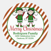 Sticker Rond Cutie Christmas Elves Adresse (Devant)